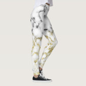Goldspitzflocken aus schwarzem und weißem Marmor Leggings (Rechts)