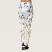 Goldspitzflocken aus schwarzem und weißem Marmor Leggings (Rückseite)