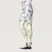Goldspitzflocken aus schwarzem und weißem Marmor Leggings (Links)