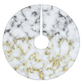 Goldspitzflocken aus schwarzem und weißem Marmor Polyester Weihnachtsbaumdecke (Vorderseite)