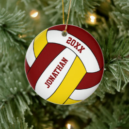 Goldsportteam des Maroons spielt Jungs Volleyball Keramik Ornament
