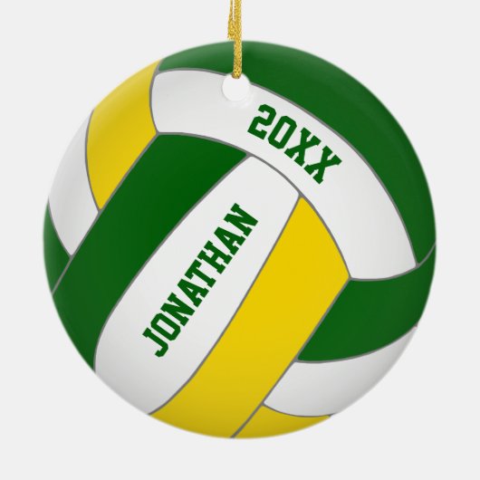 Goldsportteam grün - Jungen Volleyball Keramik Ornament (Hinten)