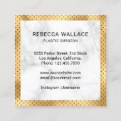 Goldspritze aus weißem Marmor Plastikchirurg Quadratische Visitenkarte (Rückseite)