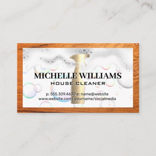 Goldspritze | Seifenspulen | Holzrahmen Visitenkarte (Vorderseite)