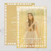 Goldstammes- aztekische Abschluss-Einladungen Einladung (Vorne/Hinten)