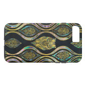 Goldstammes- Eule auf Boho Ohrschnecken-Muster Case-Mate iPhone Hülle (Rückseite (Horizontal))