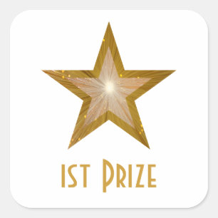 Goldstar "1st Prize"-Aufkleber weiß Quadratischer Aufkleber