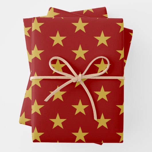 Goldstar auf Crimson Geschenkpapier Set (Beispiel)