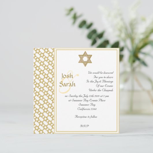 Goldstar der jüdischen Hochzeit von David Einladung (Stehend Vorderseite)