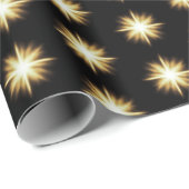 Goldstar-Fackeln auf schwarzem Umschlagpapier Geschenkpapier (Rolleneckpunkt)