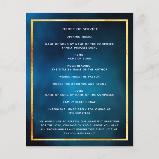 Goldstar-Foto-Beerdigung-Programm (Rückseite)