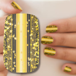 Goldstar Konfetti, Glitzer und Streifen Minx Nagelkunst