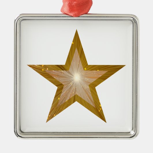 Goldstar-Ornament-Quadrat Ornament Aus Metall (Vorne)