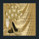 Goldstar-Party-Glamour Einladung<br><div class="desc">Die glamouröse Geburtstagsfeier der Frau mit goldenen Glitzer-High-Heel-Schuhen, Goldballons, Champagnerperlen und eleganten Goldgolden-Wirbel auf luxuriösem goldfarbenem Satin-Hintergrund. Diese elegante Golden Geburtstagsfeier-Einladung lässt sich einfach an Ihre Veranstaltung anpassen, indem Sie einfach Ihre Details in den Schriftart-Stil und Farbe, Wortlaut und Layout Ihrer Wahl einfügen. Sie können auch die Wirbel, Champagner und...</div>