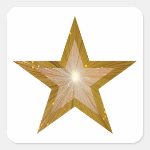 Goldstar-Quadrat-Aufkleber weiß Quadratischer Aufkleber