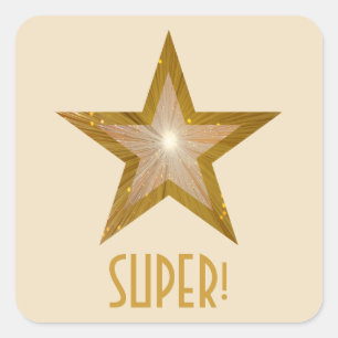 Goldstar "SUPER"-Aufkleber mit quadratischer Besch Aufkleber