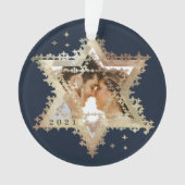 Goldstar von David Mr. & Mrs. First Hanukkah Foto Ornament (Vorderseite)