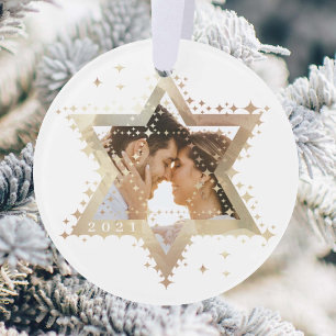 Goldstar von David Mr. & Mrs. First Hanukkah Foto Ornament