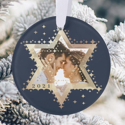 Goldstar von David Mr. & Mrs. First Hanukkah Foto Ornament