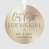 Goldstar von David Mr. & Mrs. First Hanukkah Foto Ornament (Rückseite)