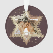 Goldstar von David Mr. & Mrs. First Hanukkah Foto Ornament (Vorderseite)