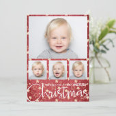 Goldstars auf Red Multiple Foto Weihnachten (Stehend Vorderseite)