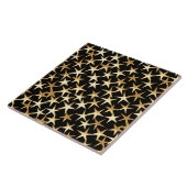 Goldstars auf schwarzem Hintergrund Fliese (Seite)