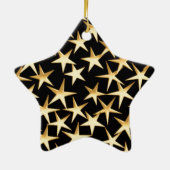 Goldstars auf schwarzem Hintergrund Keramikornament (Hinten)