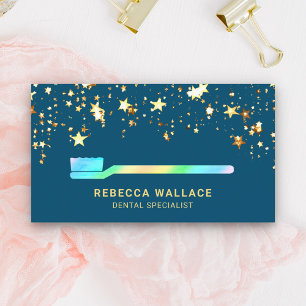 Goldstars Confetti Rainbow Toothbrush Zahnarzt Visitenkarte