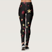 Goldstars, Gold, Schwarz, Rot, Eleganz, Glitzer Leggings (Rückseite)