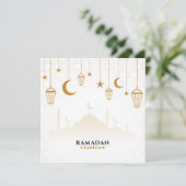 Goldstars, Halbmond Ramadan Kareem Feiertagskarte (Stehend Vorderseite)
