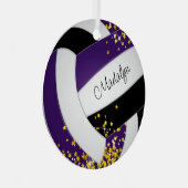 Goldstars lila Black Volleyball-Team-Geschenkideen Ornament Aus Metall (Vorderseite Rechts)
