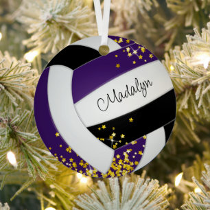 Goldstars lila Black Volleyball-Team-Geschenkideen Ornament Aus Metall