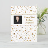 Goldstars mit Message Foto zum Geburtstag Einladung (Stehend Vorderseite)