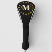 Goldstars-Monogramm auf schwarz Golf Headcover (Vorderseite)