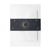 Goldstars Night Celestial Sunburst Moon Hochzeit Einladungsbanderole (Vorderseite Beispiel)