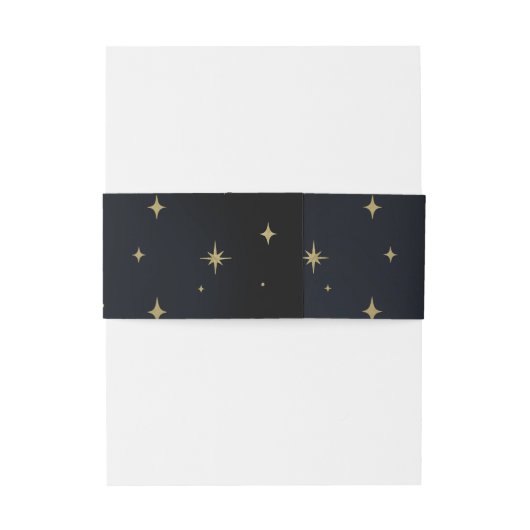 Goldstars Night Celestial Sunburst Moon Hochzeit Einladungsbanderole (Rückseitenbeispiel)