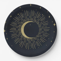 Goldstars Night Celestial Sunburst Moon Hochzeit