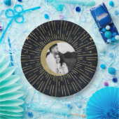 Goldstars Night Celestial Sunburst Moon Hochzeit Pappteller (Party)