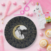 Goldstars Night Celestial Sunburst Moon Hochzeit Pappteller (Party)