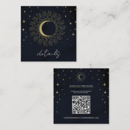 Goldstars Night Celestial Sunburst Moon Hochzeit Quadratische Visitenkarte