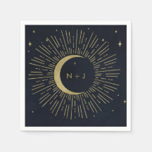 Goldstars Night Celestial Sunburst Moon Hochzeit