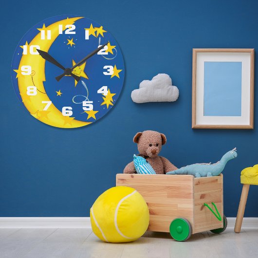 Goldstars und Mond Runde Wanduhr