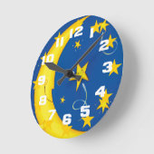 Goldstars und Mond Runde Wanduhr (Winkel)