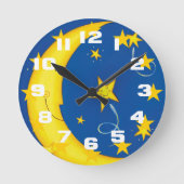 Goldstars und Mond Runde Wanduhr (Vorderseite)