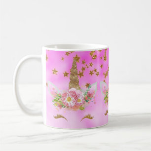Goldstars und rosa Einhorn Kaffeetasse