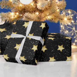 Goldstars und Schneeflocken Geschenkpapier