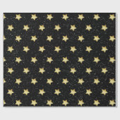 Goldstars und Schneeflocken Geschenkpapier (Flach)