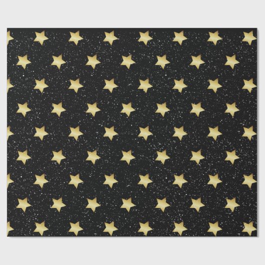 Goldstars und Schneeflocken Geschenkpapier (Flach)