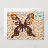 Goldstaub Butterfly Damask Liebe Postkarte (Vorne/Hinten)